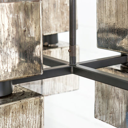 Adjustable Metallic Glass Linear Chandelier