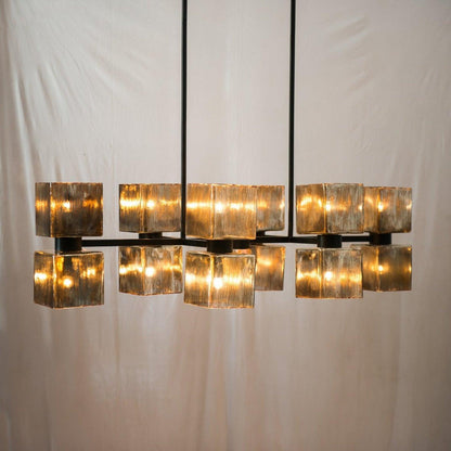 Adjustable Metallic Glass Linear Chandelier