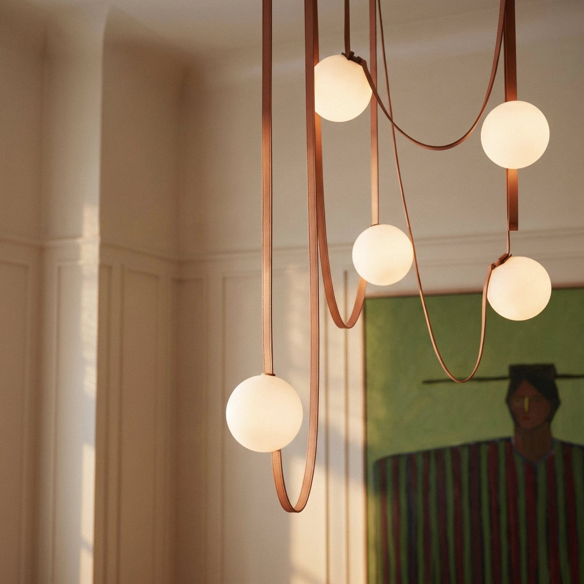 Corium Leather Glass Chandelier