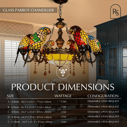 Glass Parrot Chandelier