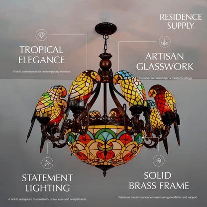 Glass Parrot Chandelier