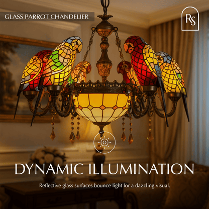 Glass Parrot Chandelier
