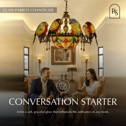 Glass Parrot Chandelier