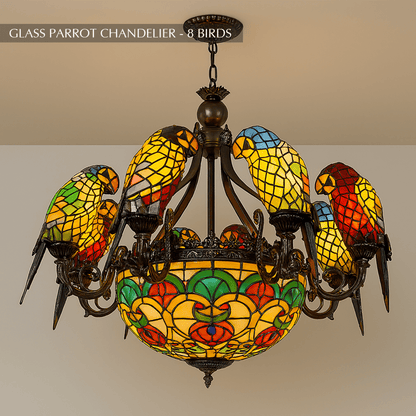 Glass Parrot Chandelier