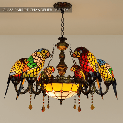 Glass Parrot Chandelier