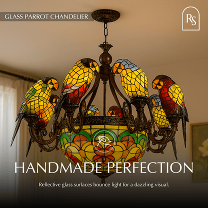 Glass Parrot Chandelier