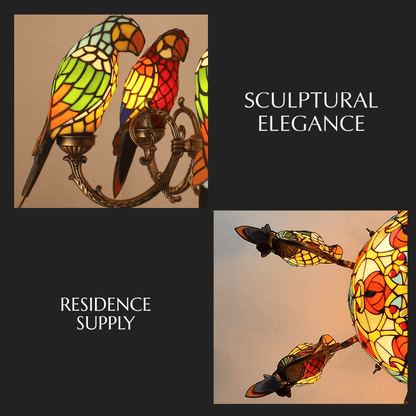 Glass Parrot Chandelier
