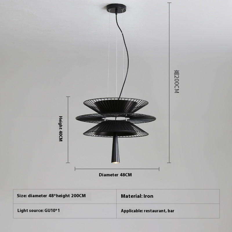 Layered Hollow Iron LED Chandelier / Black / Diameter 68CM / White light