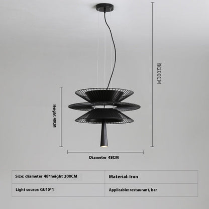 Layered Hollow Iron LED Chandelier / Black / Diameter 68CM / White light