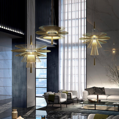 Layered Hollow Iron LED Chandelier / Black / Diameter 48CM / Warm light