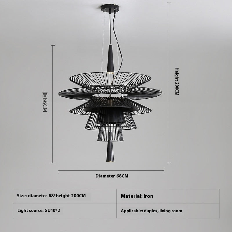 Layered Hollow Iron LED Chandelier / Black / Diameter 68CM / Warm light