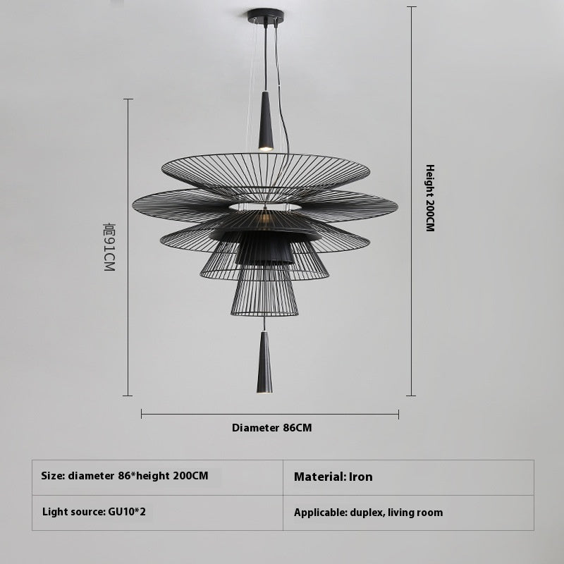 Layered Hollow Iron LED Chandelier / Black / Diameter 86CM / White light