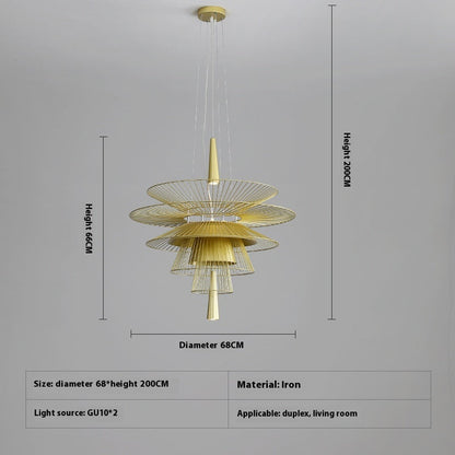 Layered Hollow Iron LED Chandelier / Gold / Diameter 48CM / White light