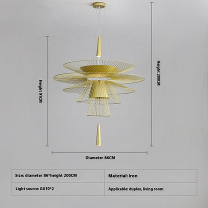 Layered Hollow Iron LED Chandelier / Gold / Diameter 48CM / Warm light