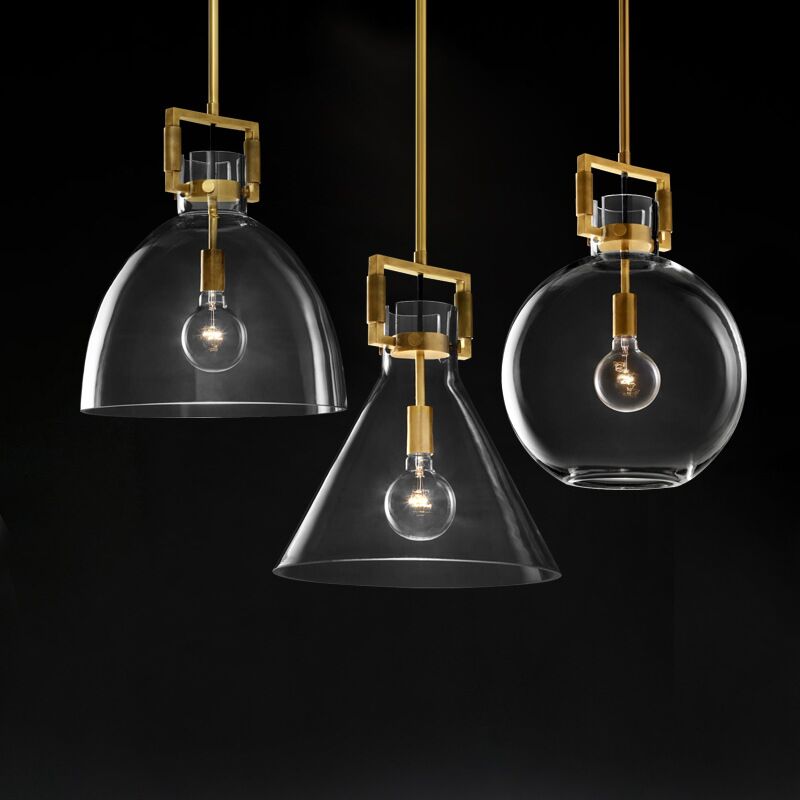 Nordic Iron and Glass Chandelier / A