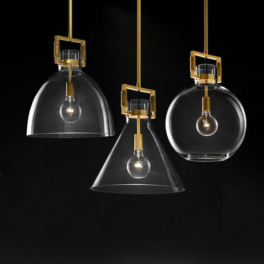 Nordic Iron and Glass Chandelier / A