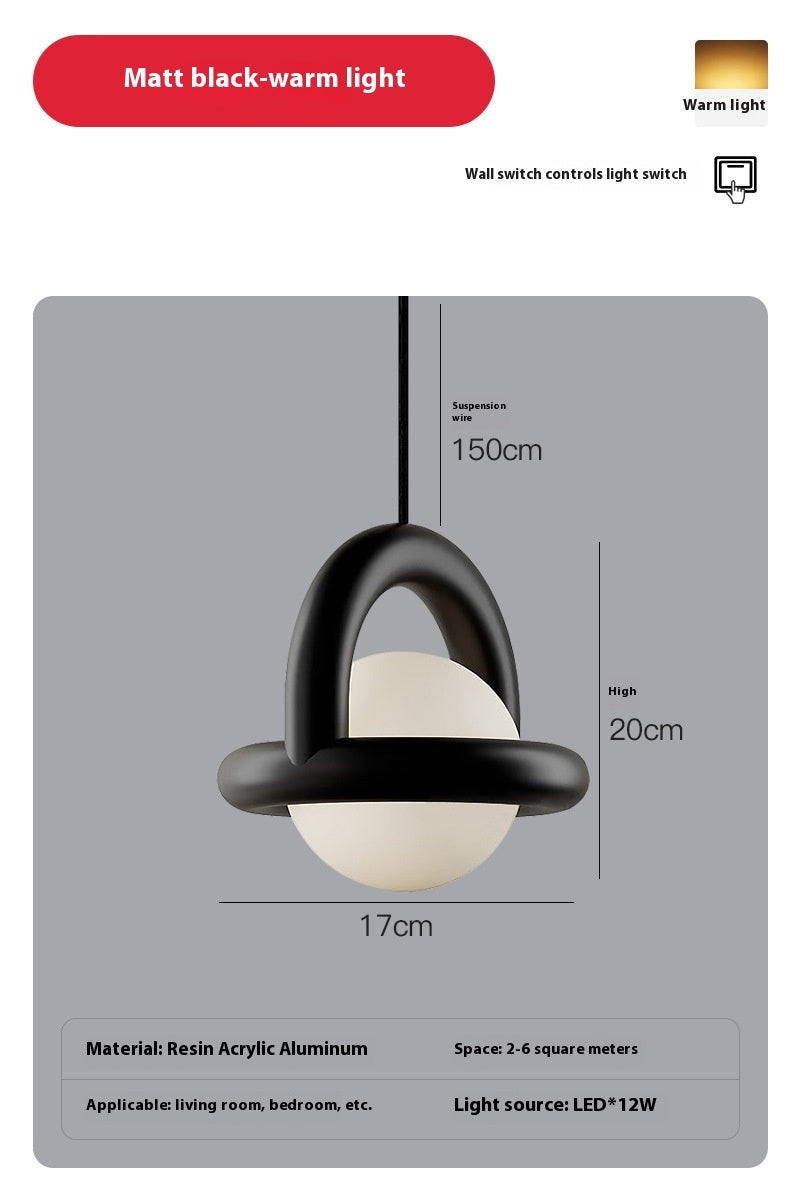 Nordic Line Bedside Pendant Light / Matte White Warm Light