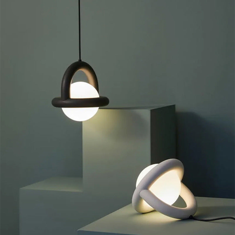 Nordic Line Bedside Pendant Light / Matte black tri color dimming