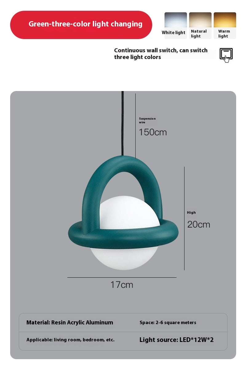 Nordic Line Bedside Pendant Light / Matte gray tri color dimming