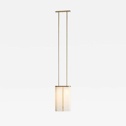 Slim White Glass Pendant Light / 19.1ʺW × 6.3ʺD × 122ʺH cm / 7.5ʺW × 2.5ʺD × 48ʺH / Gold+Milky white glass