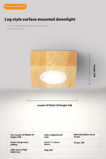 Solid Wood Surface-Mounted Ceiling Light