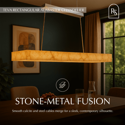 Teva Rectangular Alabaster Chandelier