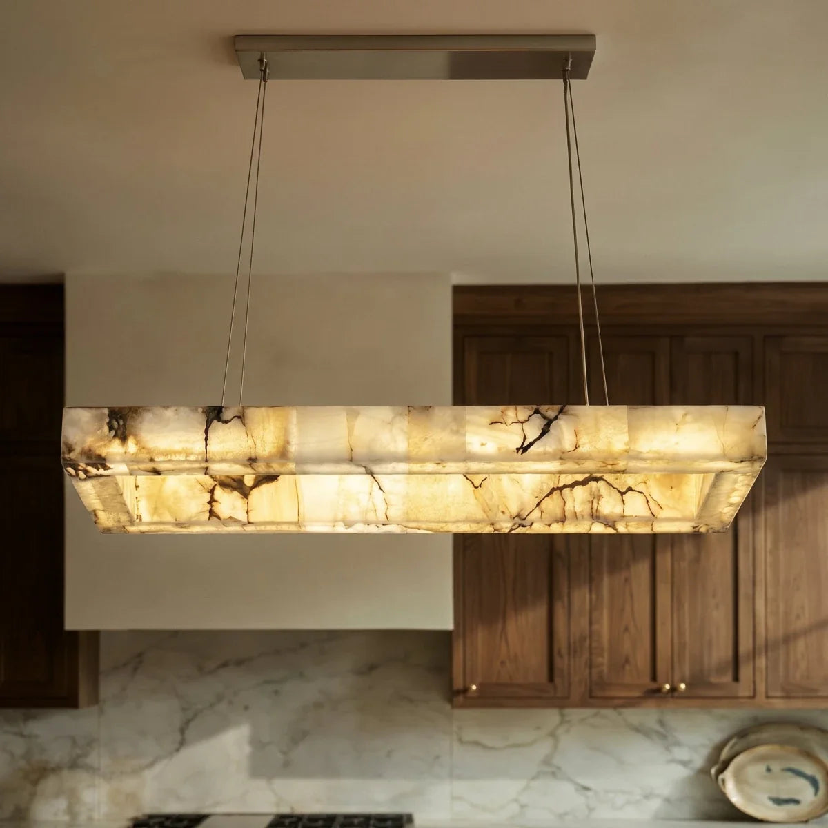 Teva Rectangular Alabaster Chandelier