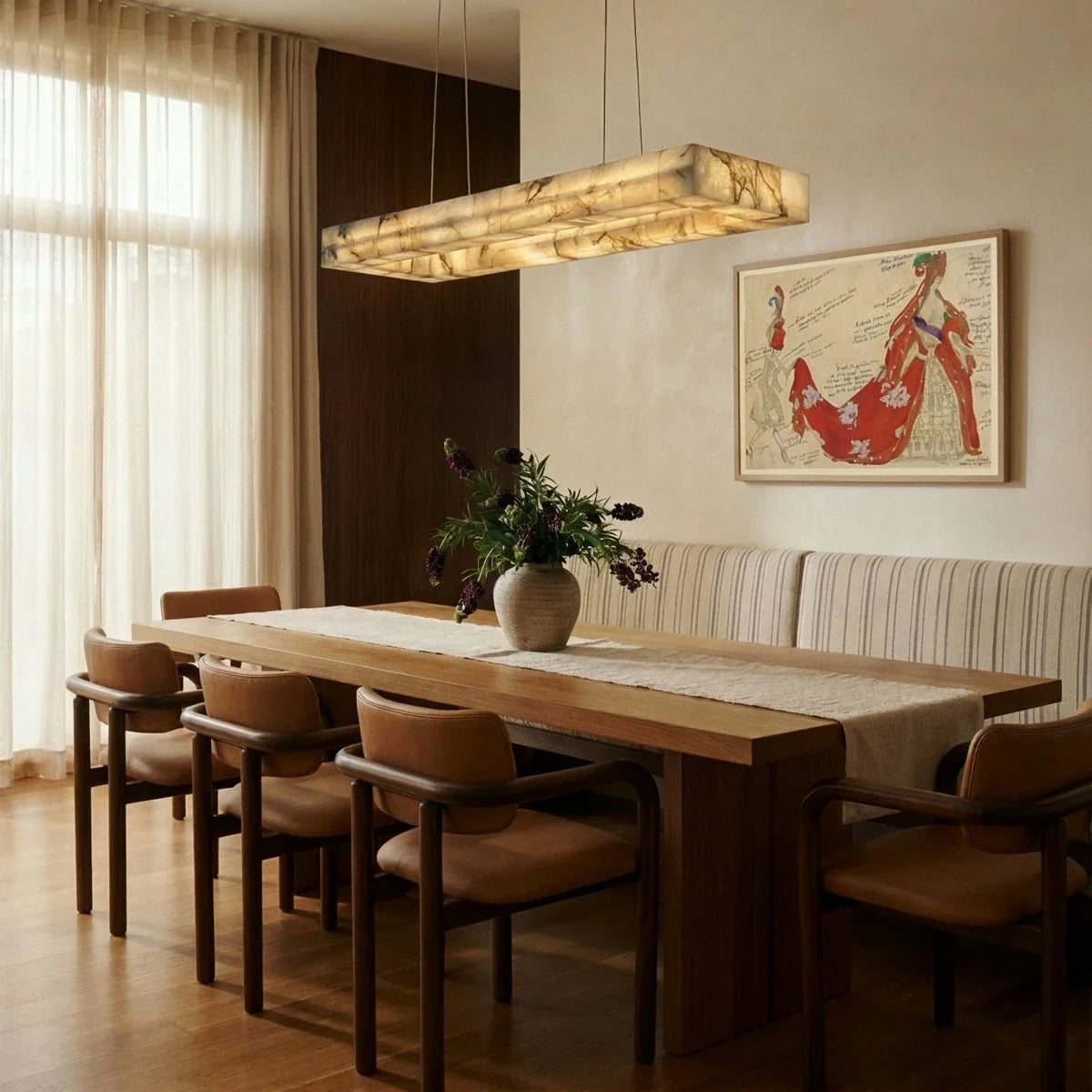 Teva Rectangular Alabaster Chandelier
