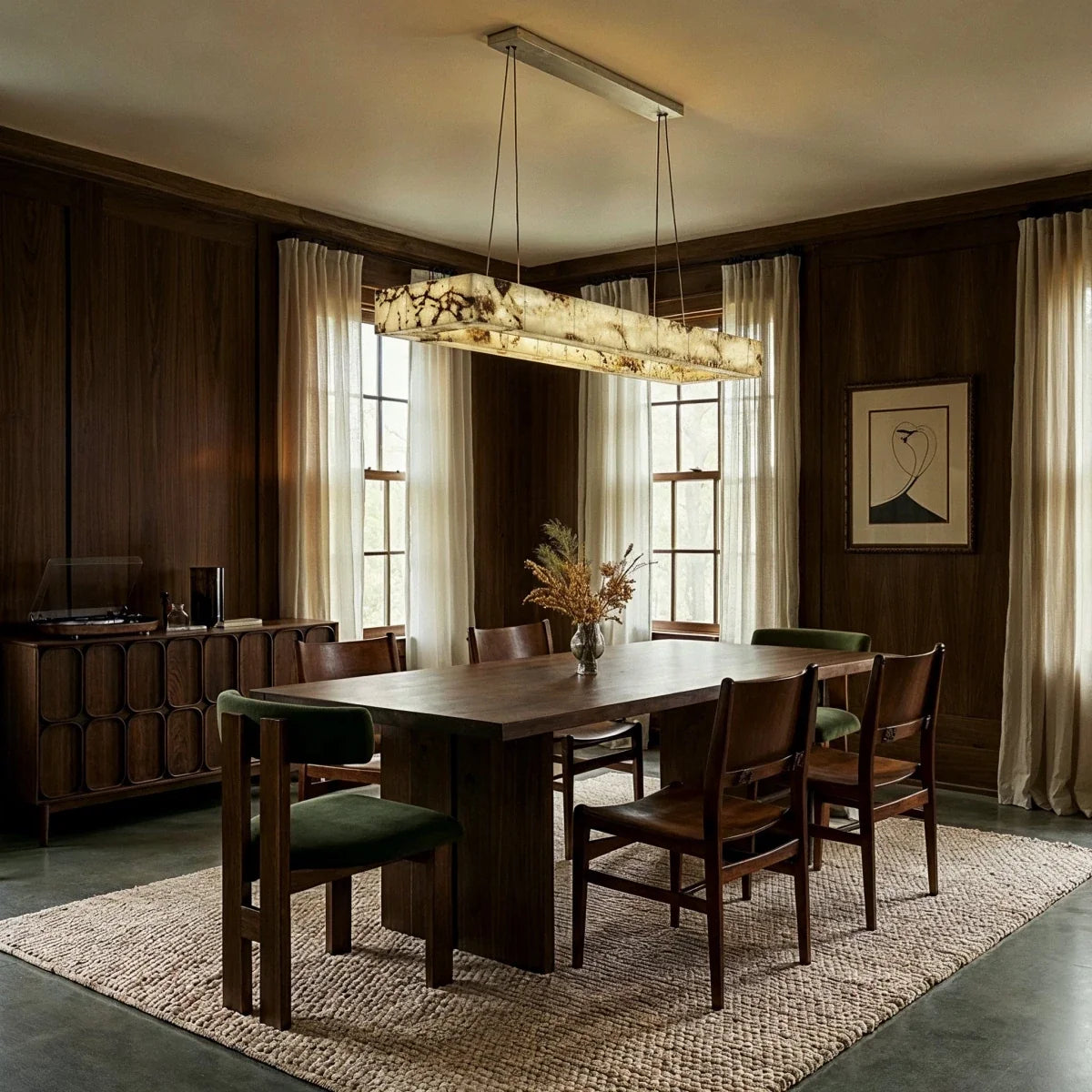 Teva Rectangular Alabaster Chandelier