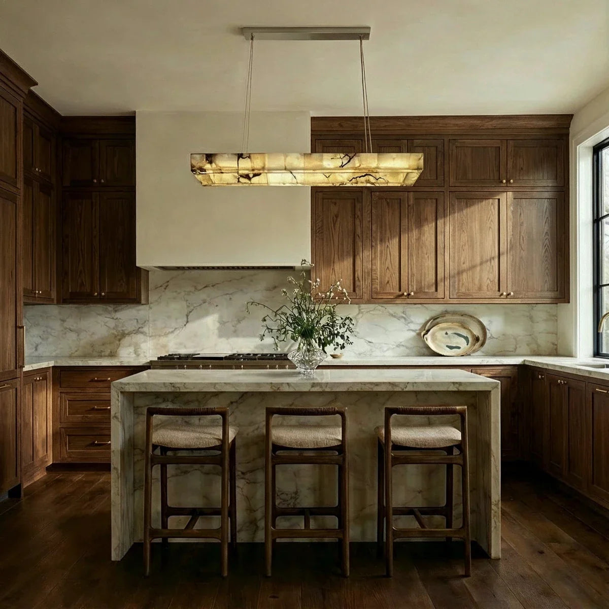 Teva Rectangular Alabaster Chandelier