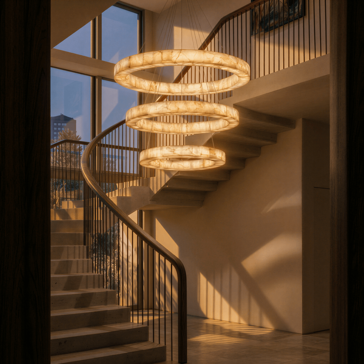 Teva Round Alabaster Chandelier