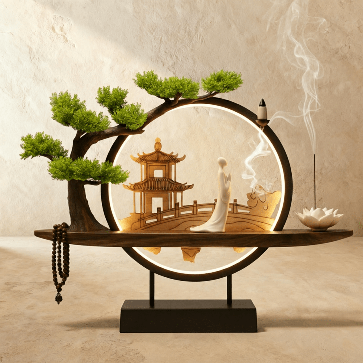 Tranquil Incense Burner Table Lamp