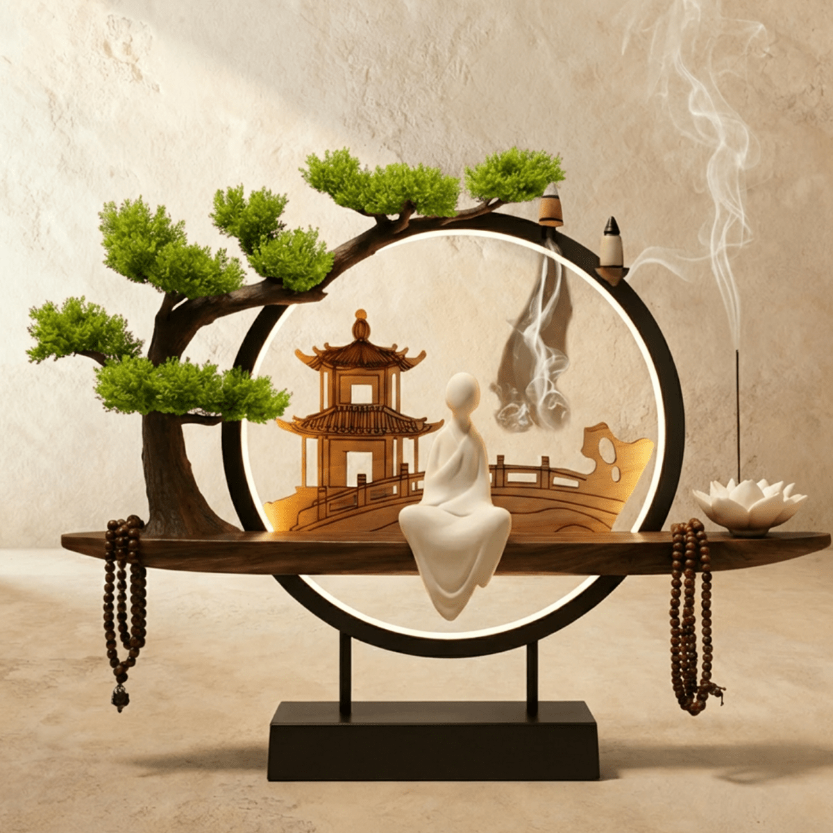 Tranquil Incense Burner Table Lamp