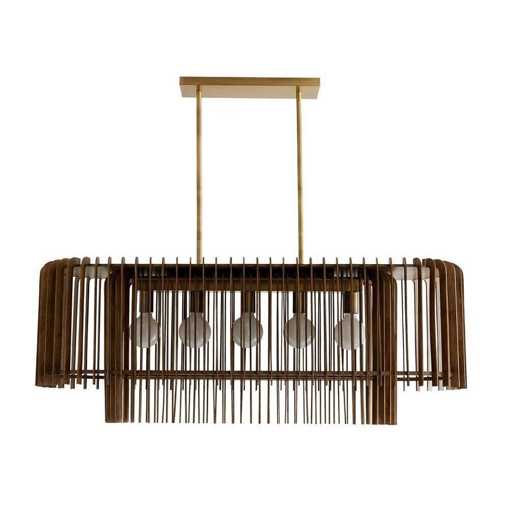Walnut Slat Five-Globe Chandelier / Default Title