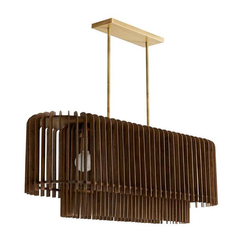 Walnut Slat Five-Globe Chandelier