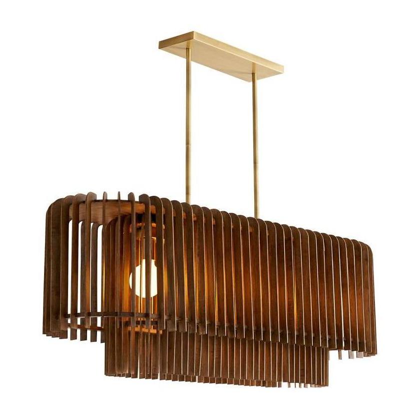 Walnut Slat Five-Globe Chandelier