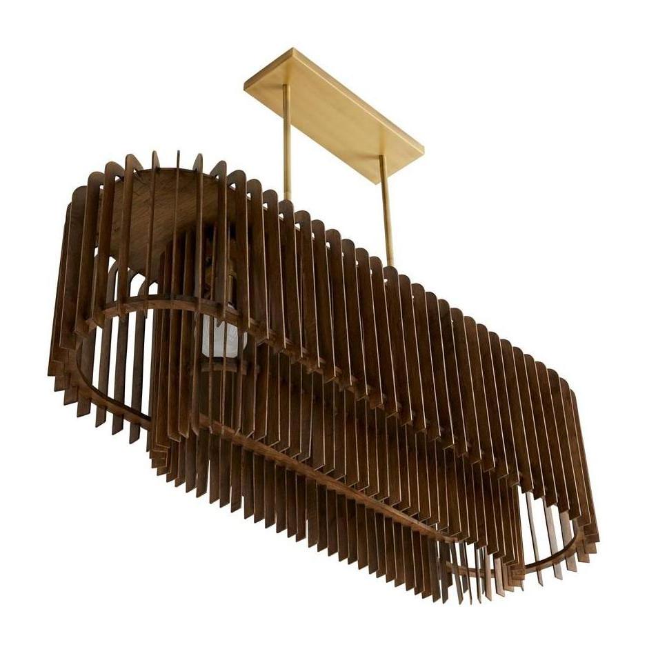Walnut Slat Five-Globe Chandelier