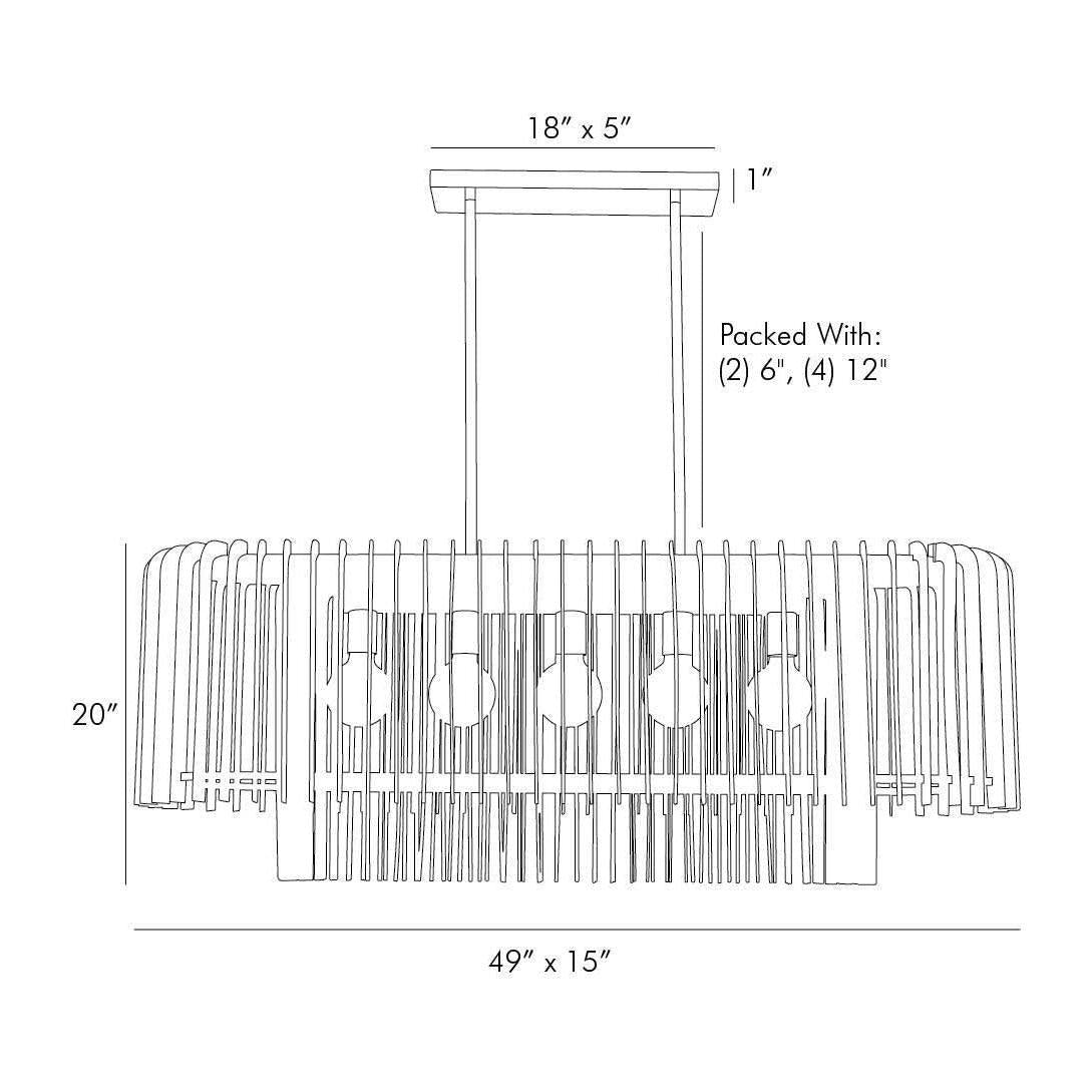Walnut Slat Five-Globe Chandelier